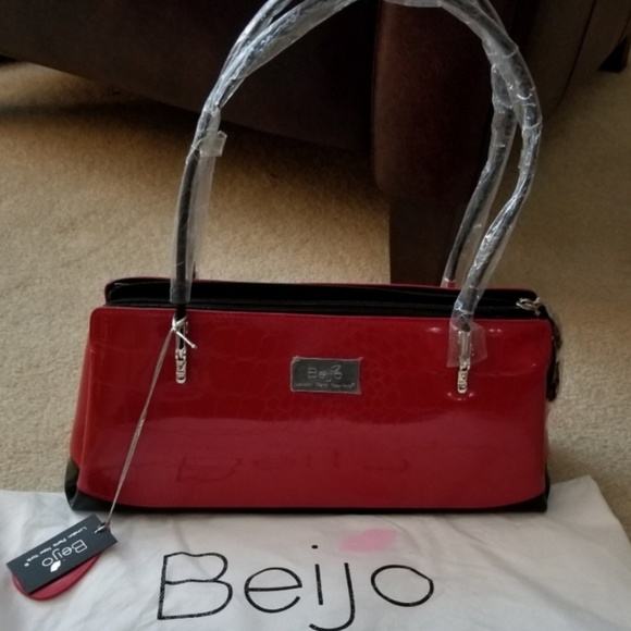 Beijo Handbags - Beijo THE UPTOWN Lipstick Red with Black Accent Ha